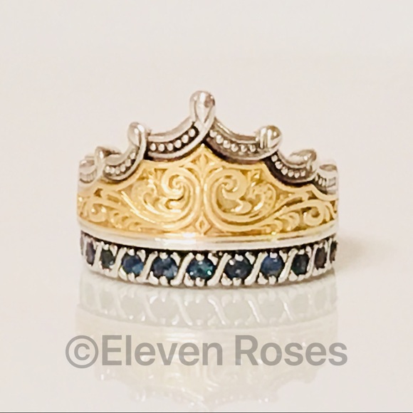 Konstantino Sterling & 18k Blue Topaz Crown Ring - Picture 8 of 8